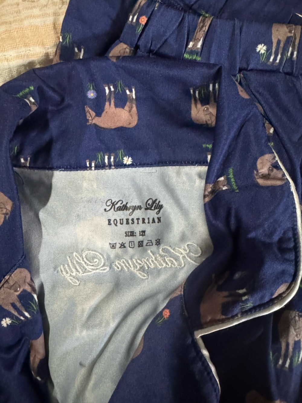 Kids Navy Horse-Print Pajama Set - Picture 2 of 2